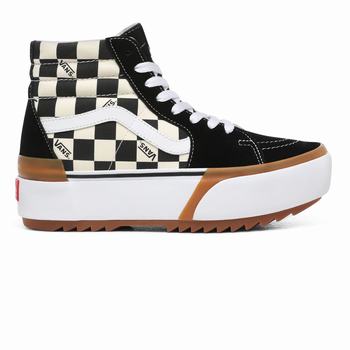 Damske Kotnikove Tenisky Vans Checkerboard Sk8-Hi Stacked Viacfarebný/Biele VA38NSXZV